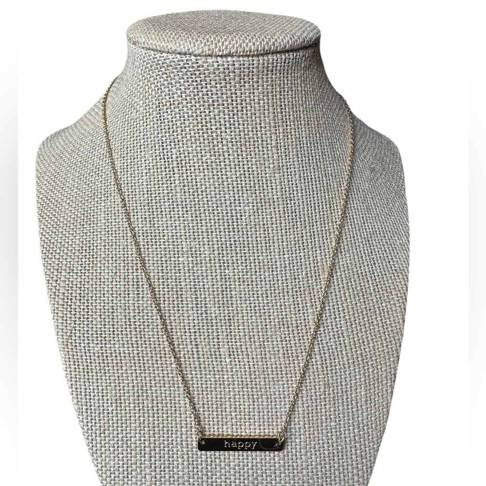 Jook and Nona Gold “Happy” Bar Necklace